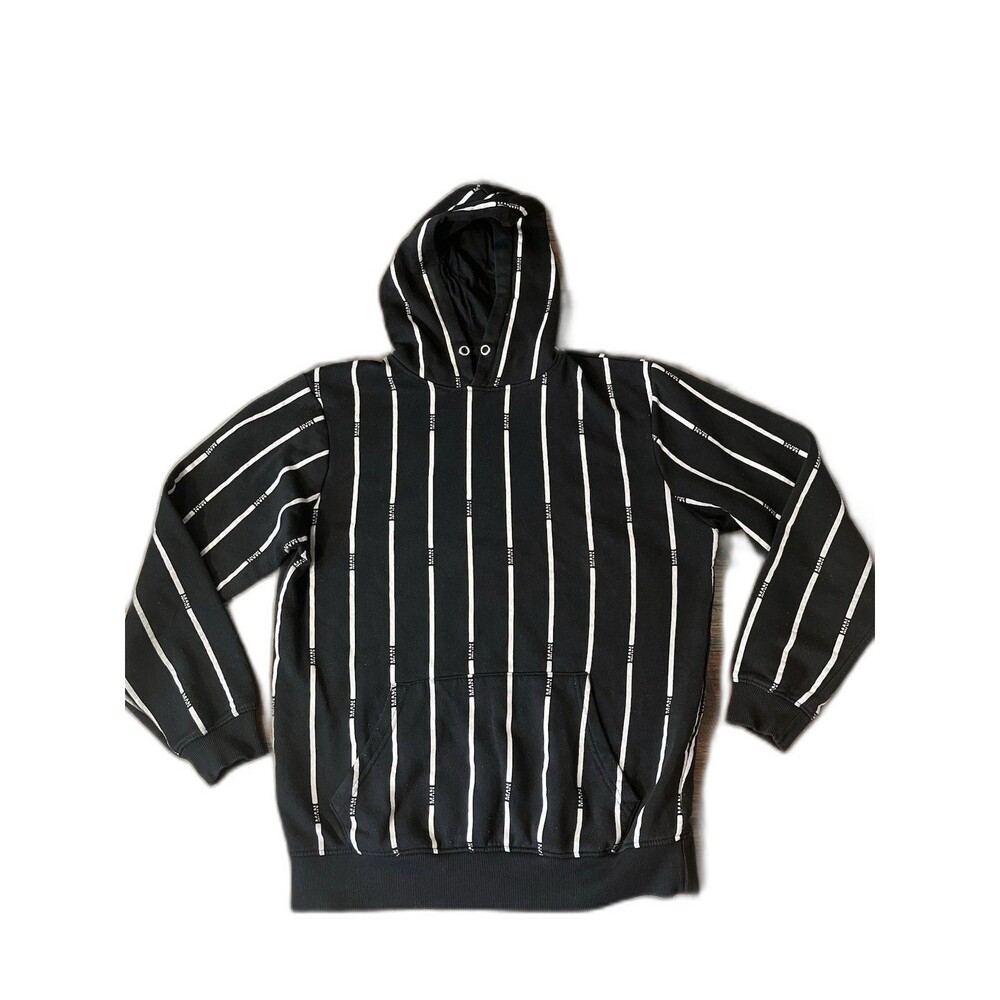Mani Boomann Hoodie Mens M Black Stripe Pullover Streetwear Sweatshirt